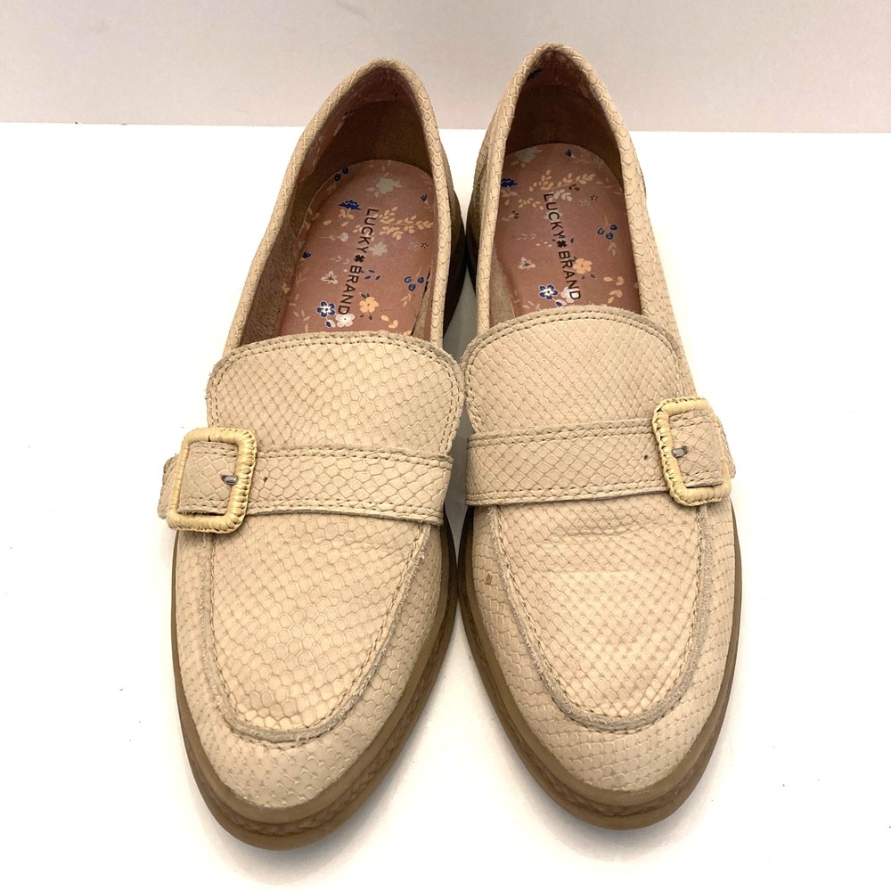 LUCKY‎ BRAND Ryedra Loafer Beige Women's 8.5 M Leather Suede Preppy Academia